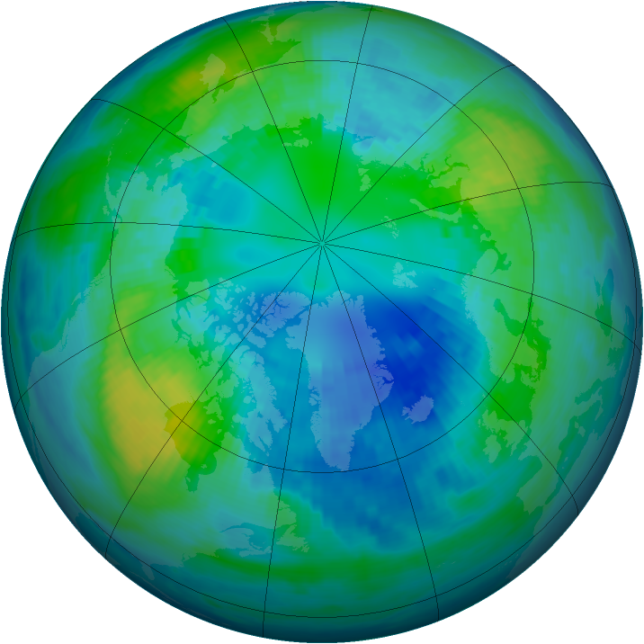 Arctic ozone map for 16 October 1992